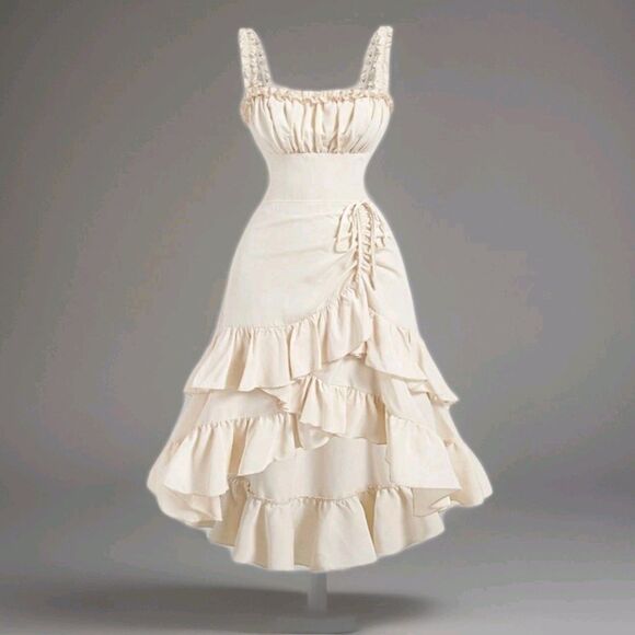 Romantic Multi Layered Dress Vtg Inspired Palace Ruffle Hem Regency Sz 0X - Picture 1 of 15